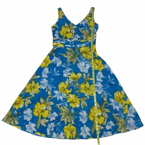 CYNTHIA Howie Blue Green Floral Sleeveless Dress - Picture 6 of 11